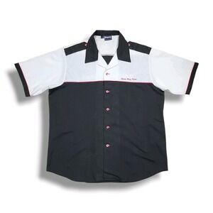 Vintage King Louie "Mystery Ramble" Black/White Bowling Shirt Men's L